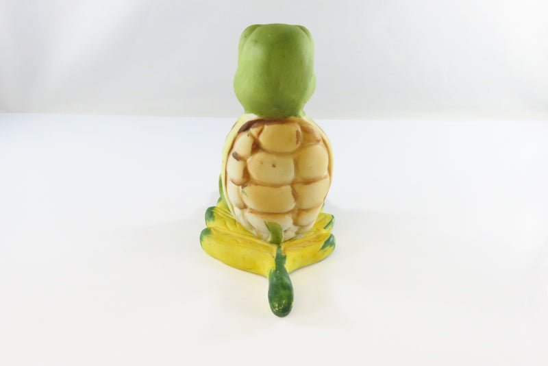 Ceramic Turtle on Leaf Figurine Hand Painted Taiwan Homco