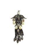 Botticelli Inspired Vintage Bohemian Grape Cluster Brooch With Dangles — front view