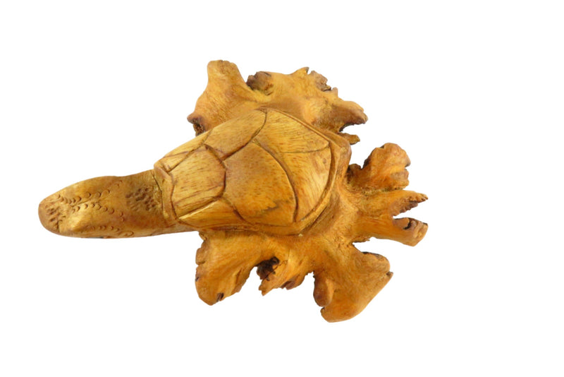 Hand Carved Turtle Figurine Wood Tree Root Figure