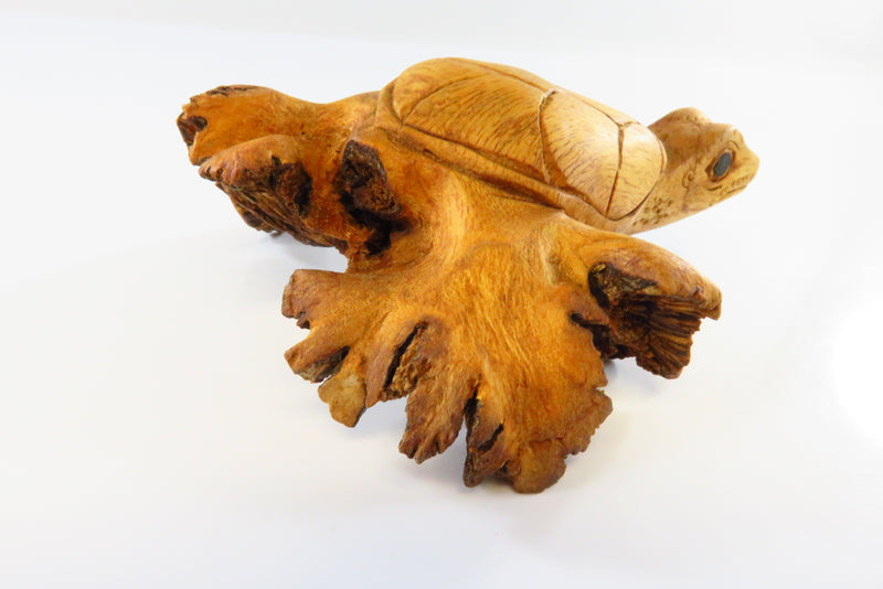 Hand Carved Turtle Figurine Wood Tree Root Figure