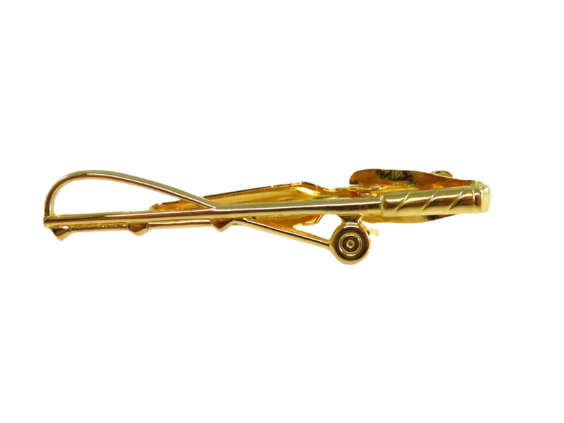 Fishing Rod & Reel Tie Bar Clip Gold Tone 2 1/2" Fish Themed Tie Clip