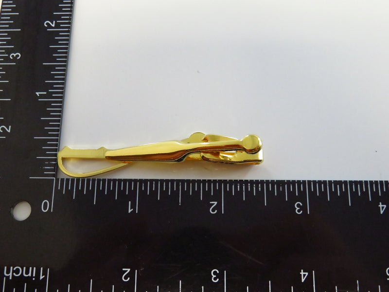 Fishing Rod & Reel Tie Bar Clip Gold Tone 2 1/2" Fish Themed Tie Clip