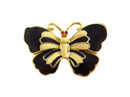 Butterfly Brooch Pin Cream Black Gold Red Butterfly Lapel Safety Pin — Gold, Enamel — front view