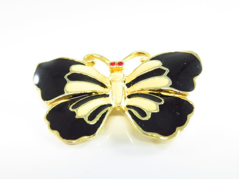 Butterfly Brooch Pin Cream Black Gold Red Butterfly Lapel Safety Pin