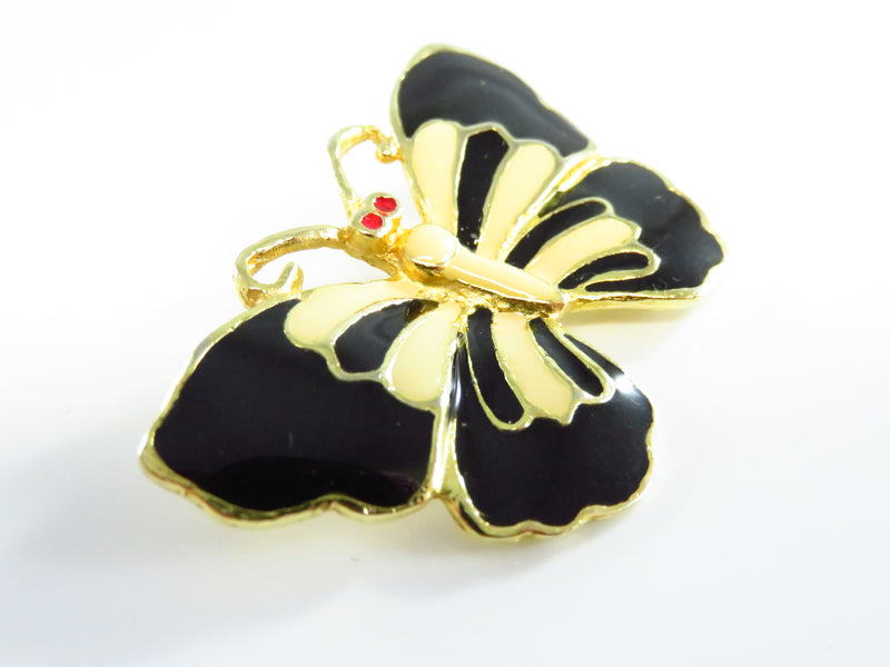 Butterfly Brooch Pin Cream Black Gold Red Butterfly Lapel Safety Pin