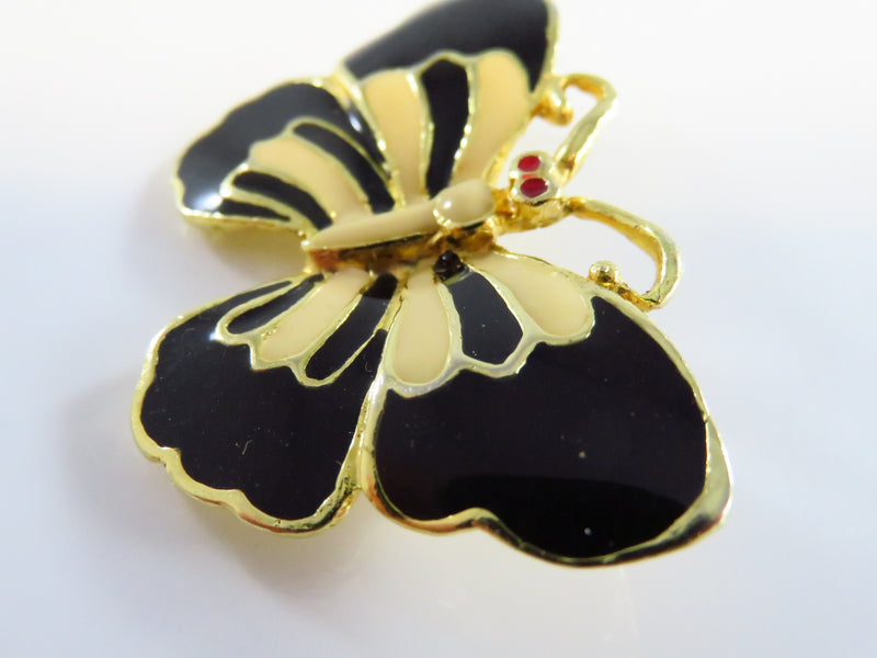 Butterfly Brooch Pin Cream Black Gold Red Butterfly Lapel Safety Pin