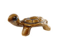 Small Brown Ceramic Turtle Figurine