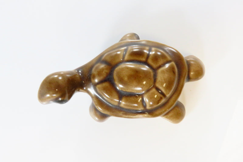 Small Brown Ceramic Turtle Figurine 3 3/4 x 2 3/8 x 1 5/8