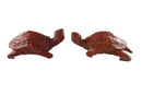 Pair of Asian Style Carved Wood Turtle Figures 4 1/4" Long — front view