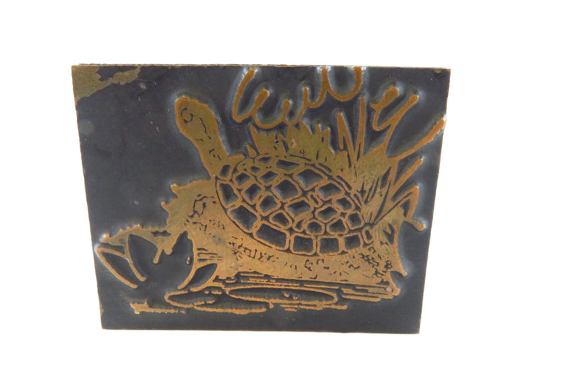 Wood Copper Print Press Block of Sea Turtle 1 7/8" x 1 1/2"