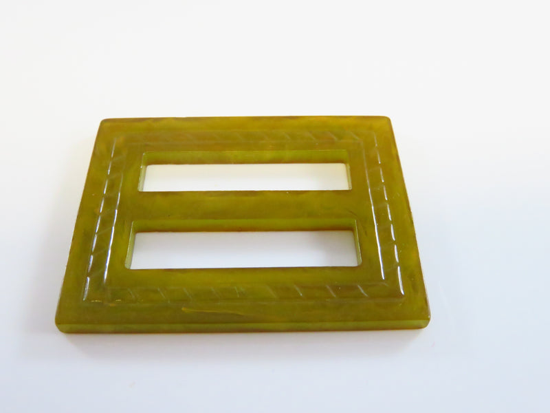 Translucent Green Bakelite Belt Buckle Sash Scarf Slide Art Deco Style