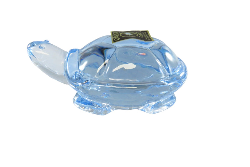 Oneida Blue Crystal Turtle Hand Cut & Blown Turtle Figurine — front view