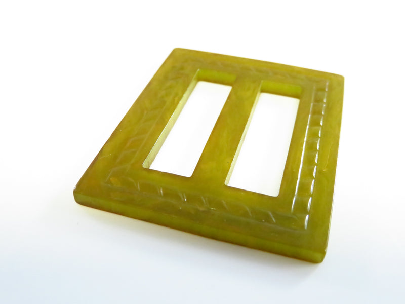 Translucent Green Bakelite Belt Buckle Sash Scarf Slide Art Deco Style