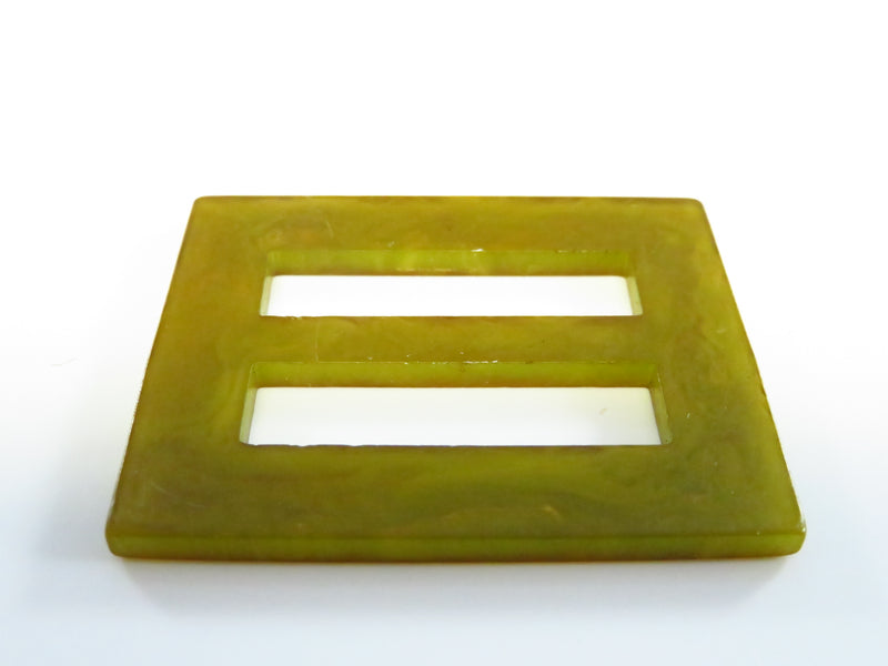 Translucent Green Bakelite Belt Buckle Sash Scarf Slide Art Deco Style