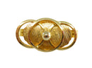 Gold Tone 3 Circle Oval Design Scarf Clip With Textured Background Vintage — Gold — front view