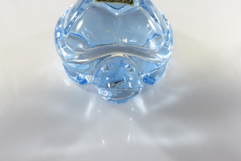 Oneida Blue Crystal Turtle Hand Cut & Blown Turtle Figurine