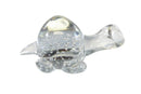 Crystal Clear Bubble Glass Turtle Paperweight Long Neck 4 1/2" — front view