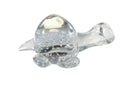 Crystal Clear Bubble Glass Turtle Paperweight Long Neck