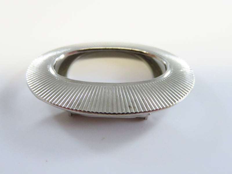 USA Made Oval Silver Textured Metal Scarf Clip by Lieba Vintage Accessory