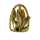 Victorian Revival Dress Clip with Iris Flower Buds & Spiraling Leaf Motif Gold Gilded — Gold — front view