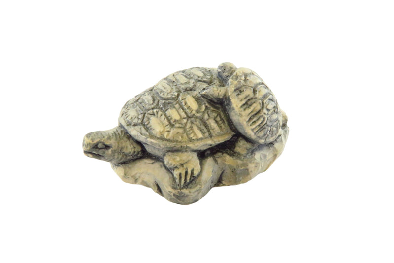 Small Mother & Baby Turtle Figurine by Mt St. Helen's Sculptures