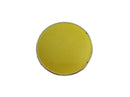Vintage Yellow Baked Enamel Dress Clip Mirror Compact With Puff 1 5/8" Unsigned — Silver, Enamel — front view