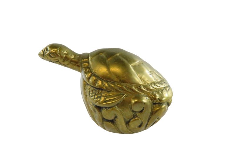 Brass Turtle Paperweight Pencil Sharpener Vintage — front view
