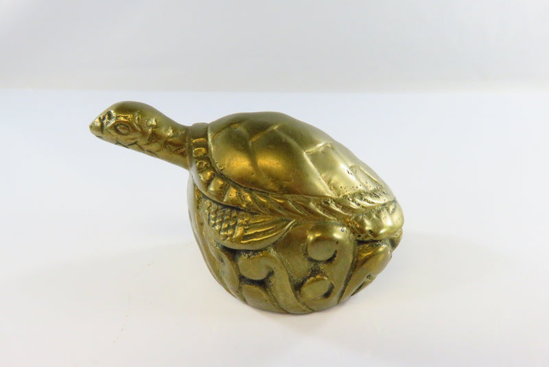 Brass Turtle Paperweight Pencil Sharpener Vintage