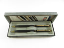 Vintage Planters Mr Peanut Pen and Pencil Set Quill USA Matte Black Gold Tone Original Box