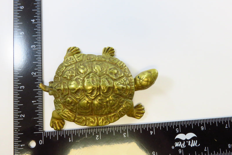 Sold Brass Turtle Form Covered Stash, Trinket or Change Dish