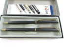 Vintage Planters Mr Peanut Pen and Pencil Set Quill USA Matte Black Gold Tone Original Box