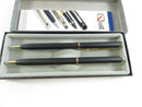 Vintage Planters Mr Peanut Pen and Pencil Set Quill USA Matte Black Gold Tone Original Box
