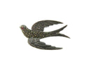 Vintage Swallow Bird Brooch Marcasite Sterling Silver Pin Red Glass Eye