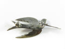 Vintage Swallow Bird Brooch Marcasite Sterling Silver Pin Red Glass Eye
