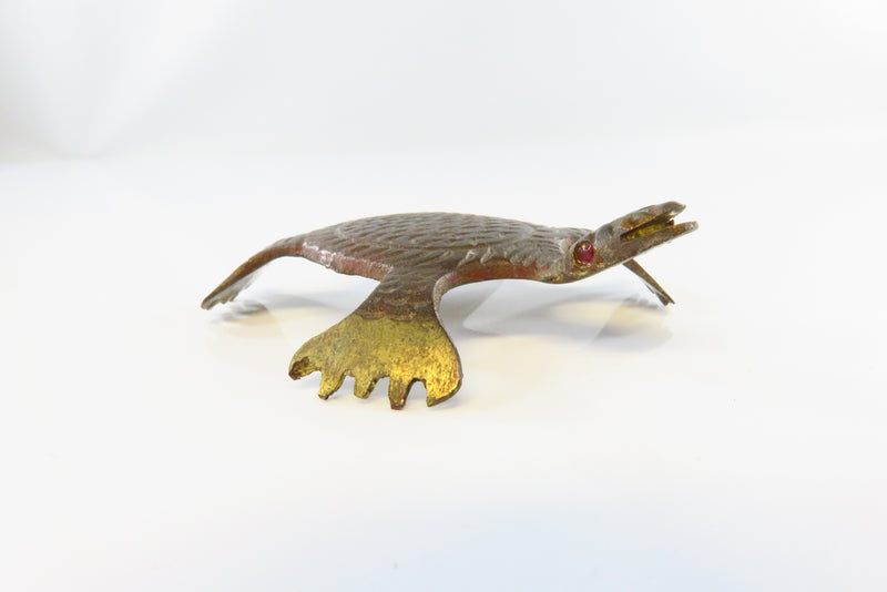 Small Brass Turtle with Little Red Eyes and Scratchy Paws / Vintage