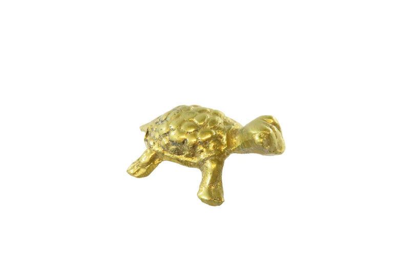 Vintage Cast Sold Brass Turtle Form Figurine — front view
