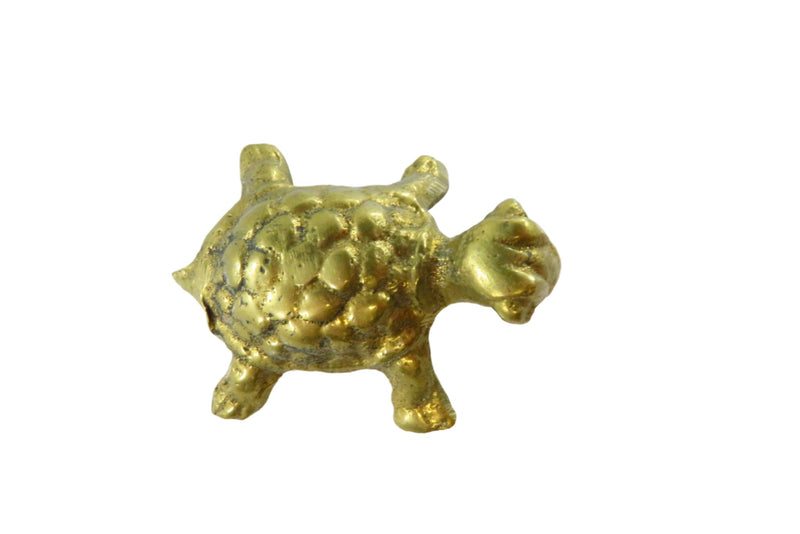 Hand Crafted Sold Brass Turtle Form Figurine