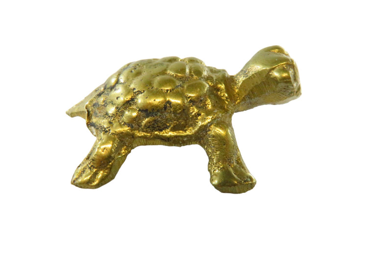 Hand Crafted Sold Brass Turtle Form Figurine