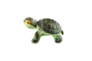 Miniature Ceramic Green Turtle with Orange Eyes 1 1 /8" — front view