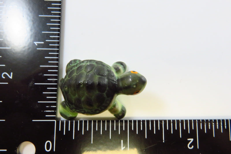 Miniature Ceramic Green Turtle with Orange Eyes 1 1 /8"