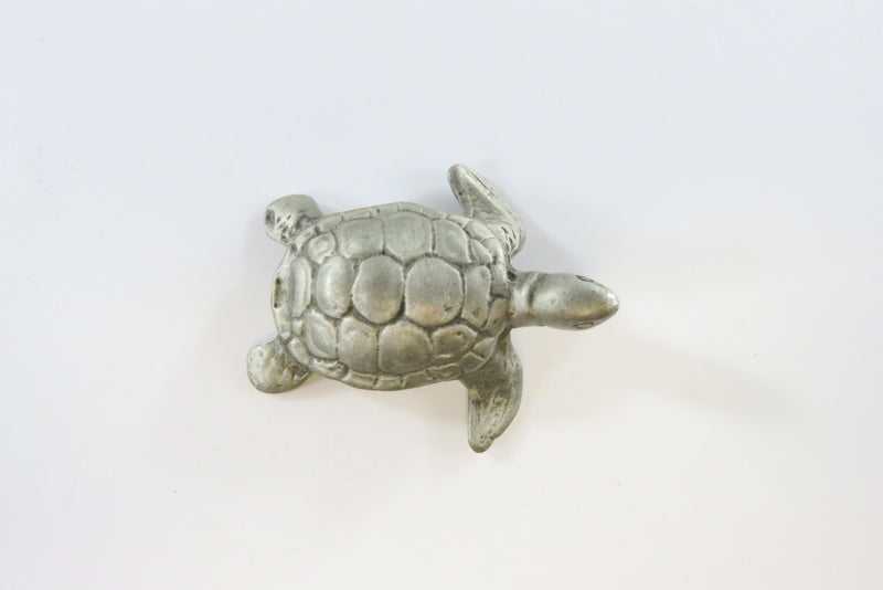 Sea Turtle Figurine in Pewter Metal Small Unsigned 1 1/2" Long