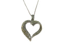 Heart-shaped pendant necklace on a white background