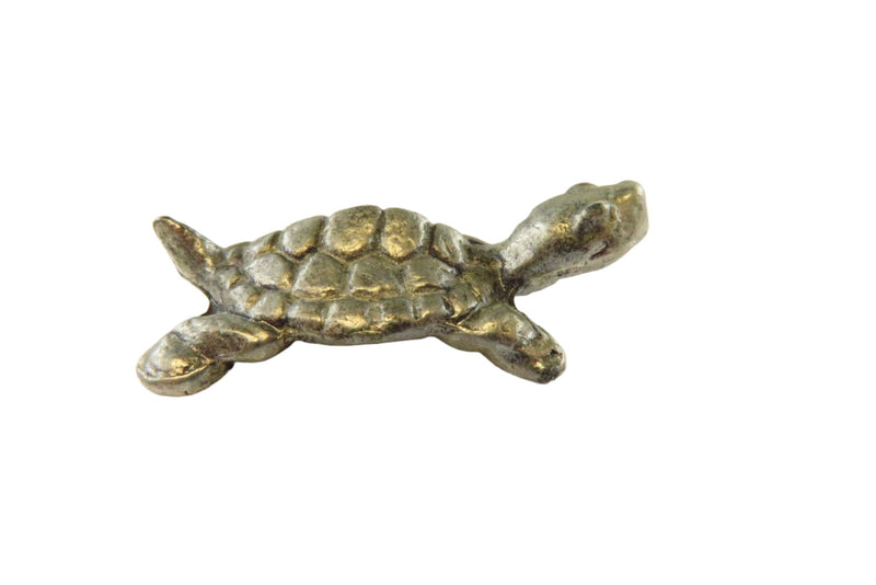 Cast Metal Turtle Figurine Unknown Metal Small Unsigned 1 1/2" Long