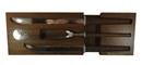 Vintage Carvel Hall Woodlawn Stainless Steel Carving Set Walnut Handles Drawer Tray