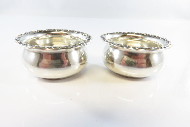 Repousse Sterling Silver 2 x Salt Cellar Bowls With Spoons Watson & Newall Co