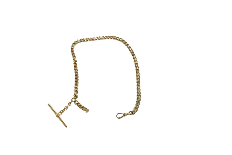 Gold Filled Curb Link Antique Pocket Watch Chain for Restoration 12" TL 23.2 Gra — Gold — front view