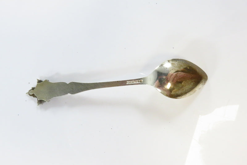 Sterling Enamel Maple Leaf Quebec Canada Souvenir Spoon 3 3/4"