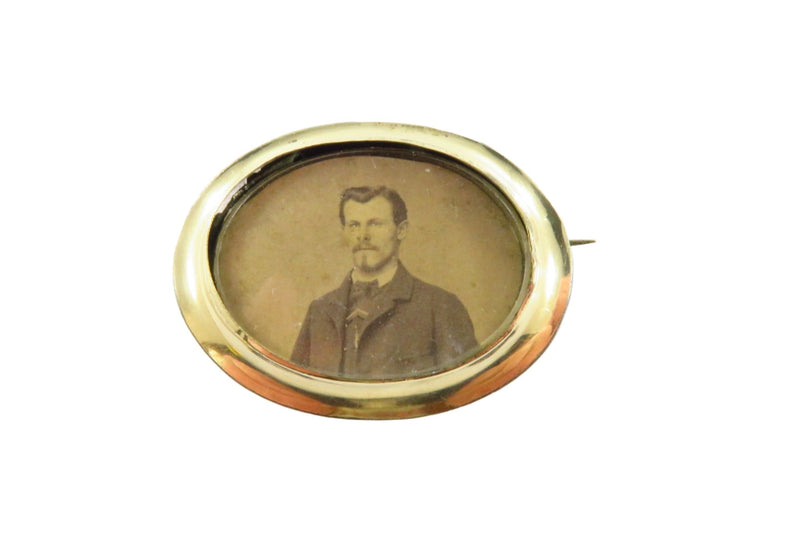 Circa 1860's Gold Filled Photo Brooch Memento For Restoration — Brooches • Gold — front view