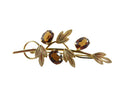 Vintage Van Dell 12K Gold Filled Brooch with Orange Glass Stones — Gold — front view