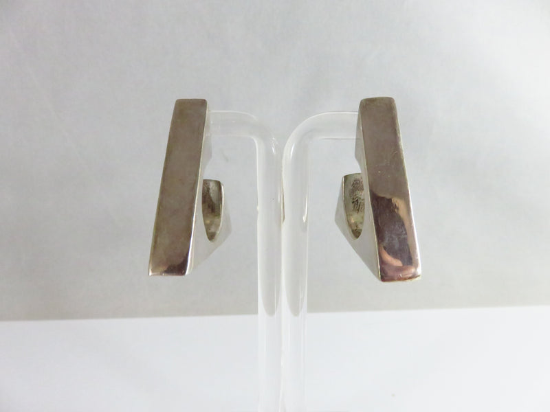 Modernist Style Geometrical Triangle Sterling Silver Post Back Earrings